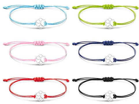 VU100 6 Stück Charm-Armbänder mit Hundepfoten-Anhänger, verstellbar, handgefertigt, Seil, schönes Freundschaftsarmband
