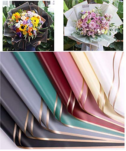 Xshelley Lot de 24 bouquets de fleurs de 8 couleurs pour loisirs créatifs, emballage cadeau ou emballage cadeau, papier d'emballage de fleurs imperméable 58 x 58 cm