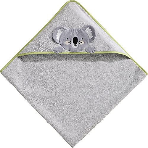 Erwin Müller Kinder Kapuzenbadetuch, Kapuzenhandtuch Koala grau - kuschelweich, saugstark, mit Aufhänger, Tiger in 3D-Optik - Größe 100x100 cm