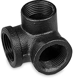 pamo Temperguss Fitting 3-Fach - 3/4 Zoll für DIY Kleiderstange im Industrial Loft Design | 3-Fach 90° | pulverbeschichtet Wasserrohr in schwarz für Do-It-Yourself Garderobe/Kleiderschrank