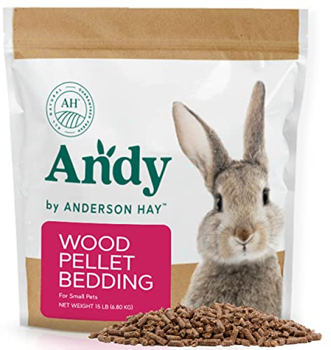 Andy Wood Pellet Bedding, 15 lb Bag, Premium Pine Pellets for Rabbits & Guinea Pig Bedding, Small Pets, Hamster, & Rabbit Litter