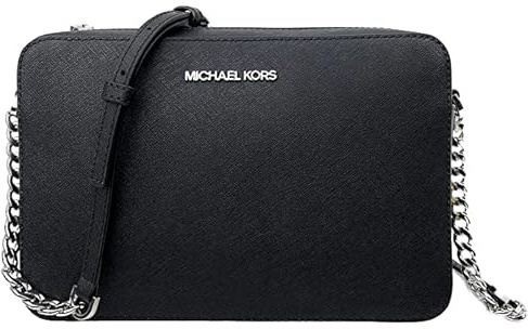 Michael Kors Women's Jet Set Item Crossbody Bag in Black with Silver hardware, Signature Black, (49S2CRHS1B)