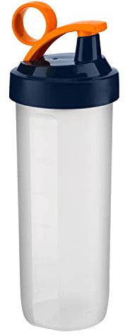 Protein Shaker Bottle, 740ml BPA Free Large Sports Water Bottles, No Blending Ball, Leak-Proof Screw-On Lid & Drinking Flip Cap, Durable Drink Bottle for Fitness Gym Camping Outdoor (Orange Ring Clip)