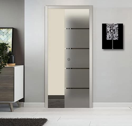 PORTE SCORREVOLI IN VETRO (Scomparsa - RIGHE TRASPARENTI, 90 X 210)