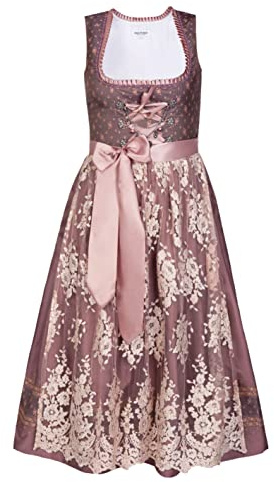 Edelnice Trachtenmode Exklusives Designer Langes Dirndl Madeleine inkl. Spitzen Dirndlschürze und Charivari Gr. 32-56
