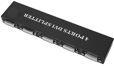 Divisor DVI 1 en 4 Salida, 4 Puertos HD sin pérdidas Duplicador de Video Divisor, Audio Cable Splitter para PC Portátil HDTV Proyector