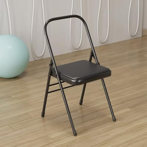HEYBB Chaise pliante de yoga en métal, chaise d'appoint renforcée, portable, dos nu, 31,5 x 18,5 x 17,3 pouces, noir