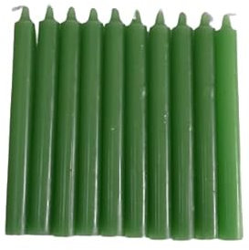 Pack of 10 Colourful Non DRIP Dinner Candles for Less Price - AVILABLE in Purple, Green,Blue,Pink, Orange,White and RED (Green.)