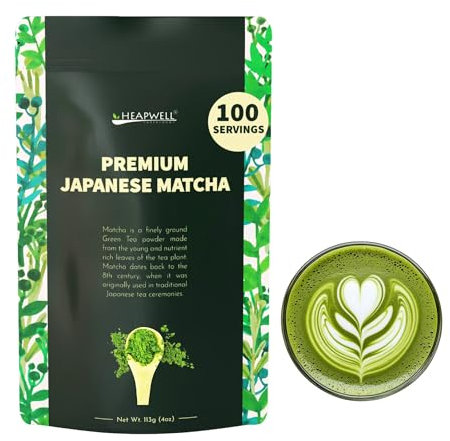 Heapwell Matcha Premium High Grade - Authentic Premium Grade Matcha Green Tea Powder from Japan (113g, 4oz)