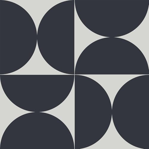 Fiula Selbstklebende Tapete Klebefolie Möbel Geometrische Tapeten 44x300CM Möbelfolie Selbstklebend Dunkelblau und Grau Halbrund Wasserdicht Vintage Wohnzimmer Schlafzimmer Wallpaper