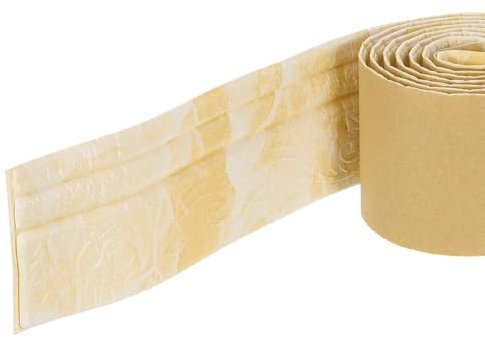 sourcing map Moldura de espuma autoadhesiva, borde de papel tapiz flexible de 4 pulgadas x 7.5 pies, líneas de borde de pared 3D, zócalo de espuma para decoración del hogar, color amarillo