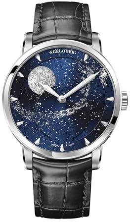 AGELOCER Moon Phase Watch Original Design, Automatic Mechanical Watches for Men, Leather Strap Waterproof Dress Watches Mens Gift