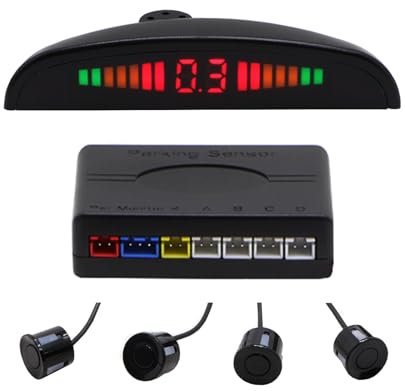 ASVEGE Radar di retromarcia LED sensore di parcheggio, Crescent 4-Sensor Reverse Backup Car Parking Radar Monitor Monitor sistema di rilevamento con display, impermeabile