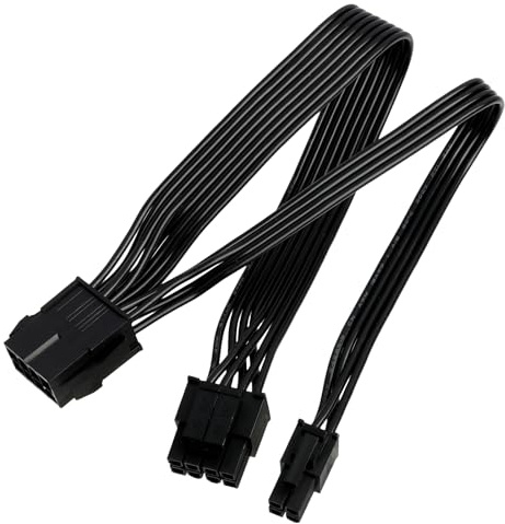 CPU 8 Pines a CPU 8 Pines + 4 Pines Placa Base Cable de Extensión de Alimentación, ATX Cable de Alimentación 8 Pines EPS 12 V, Compatible con Fuentes de Alimentación ATX y EPS 12V, 25 cm, Negro