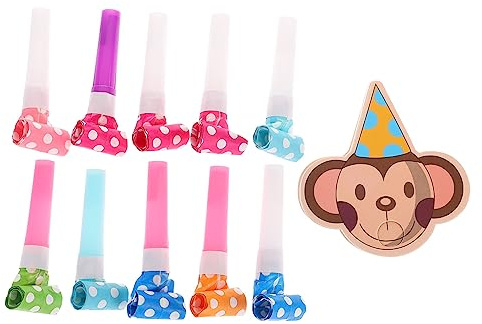FUNNETOYU 10juegos Blowers De Cumpleaños Divertidos Para Silbatos Musicales De Monito Para Fiesta Infantil y Celebraciones Festivas