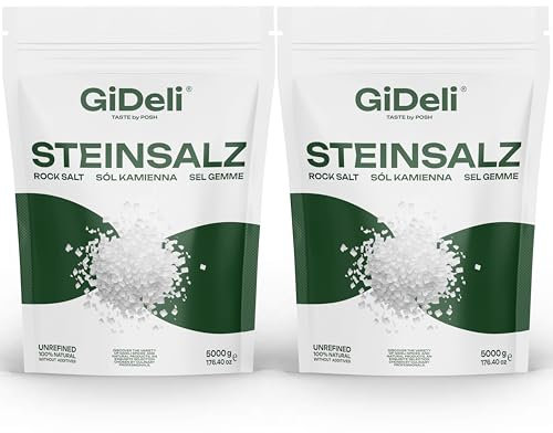GiDeli Sel gemme grossier, sel de table granuleux naturel, sel cristallin, sel de jeu de qualité supérieure (10 kg)