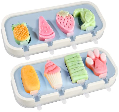 2 Pièces Moule a Glace Silicone Batonnet, Moules à Glace Animaux Mignons, Reutilisable Maison pour Popsicles Crèmes Glacées, Moule à Glace Silicone Batonnet Sans Bpa, pour la Fabrication de Glaces