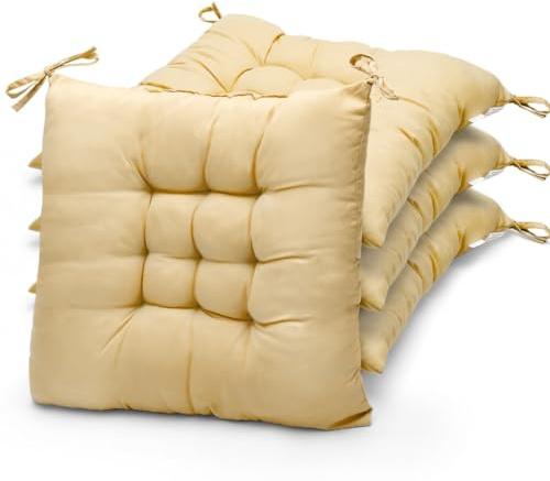 CEWROM Set di 4 cuscini per sedia, 40 x 40 cm, imbottiti con nastri, per interni ed esterni, per sedie, sgabelli, soggiorno, giardino, ufficio