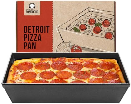 Chef Pomodoro Teglie per Pizza da Forno 25 x 10 cm, Teglia Pizza Rettangolare Detroit Pizza Professionale Antiaderente, Lasagnera e Placca Forno Universale, ideale per Focaccia Barese