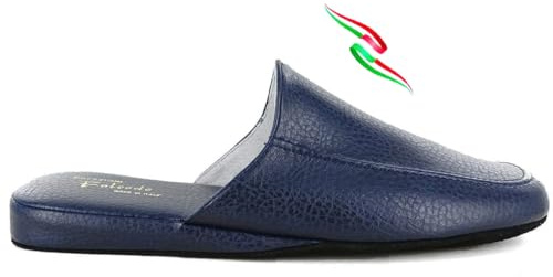 Ciabatte pantofole uomo da camera Falcade Ross suola pelle scamosciata silenziosa sottopiede soft qualità italiana (Blu, 43, Sistema Taglie Calzature EU, Adulto, Uomo, Numero, Media, 43)