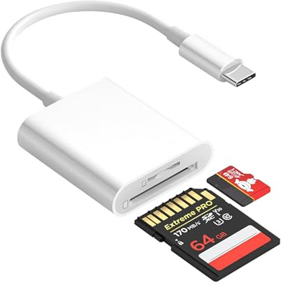 Lector Tarjetas SD para Cámara/PC (USB C Port), (Nota: No Compatible con Serie iPhone, iPad MacBook, Mac), SD Card Reader con 2 Ranuras, Micro SD Ranura y Tarjeta SD, Leitor Cartao SD, Plug & Play