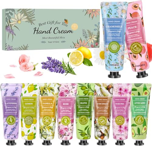 Mini Crema Mani, 10x30ml Set Regalo Crema per le Mani per Femminile Natale