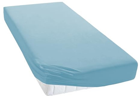 TM MAXX Jersey Spannbettlaken für Baby und Kinder mit Öko-Tex Standard (Hellblau 009, 80x200) Matratzenhöhe bis 30 cm, Spannbetttuch aus 100% Baumwolle