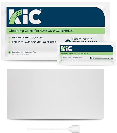KICTeam - Cleaning Kit for Check Scanner Machines (25 Cleaning Cards & 6 Cleaning Swabs) - Includes 25 Weekly Cleanings