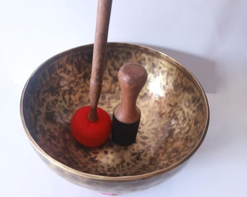 NHH 40 cm helande meditation tibetansk sjungande skål, handhamrade sjungskålar med kudde och klubbslagare