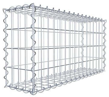 GABIONA Gavión 80 × 40 × 20 cm (largo x alto x profundidad) – Cesta de piedra de alambre de 4 mm, malla de 5 × 5 cm, cierre en espiral, ideal para protección visual, valla de gaviones, muro de jardín