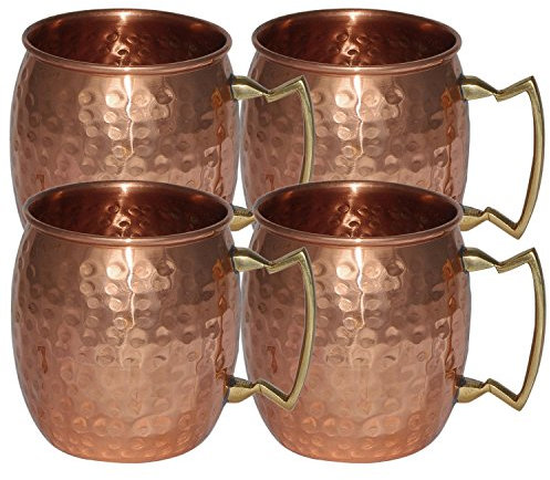 Handmade Pure Copper Hammered Moscow Mule Mug,set of 4 Mugs by Street Art