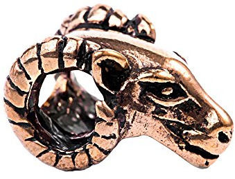 NKlaus Haar Bartperle MERLIN Widderkopf Mittelalter Schmuck Bronze 7686