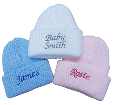 Teeny Buddens Baby Boys Girls Unisex Embroidered Personalised hat Newborn (Pink)