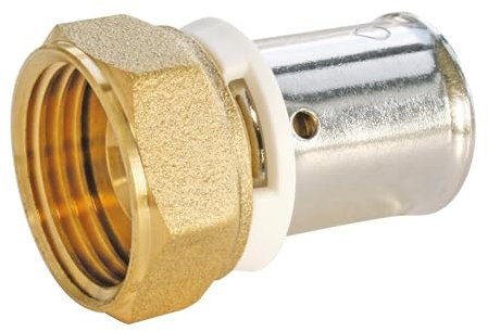 SOMATHERM FOR YOU, Raccord droit à sertir pour tube PER Ø20 mm, écrou tournant 15/21, compatible avec sertissage H, U, RF, pression max 10 bars, idéal chauffage et sanitaire