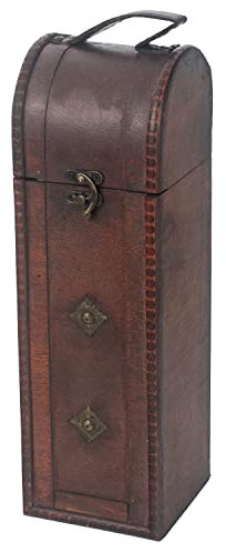 HMF Caja de regalo decorativa vintage con tapa de madera | para 1 botella de vino | formato vertical | Italia