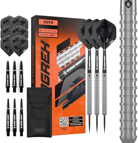 KOTO dartpilar KOTO Kingcontrol 90 % pilar, massivt ringgrepp, texturerad beröring, professionell användning, inkluderar KOTO-flygningar, KOTO-axlar och ett fodral.