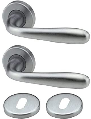 bricoleva.it Poignée de porte intérieure, disponible en plusieurs variantes - Poignée ronde ou poignée carrée vendue en paire pour une porte (Tonde, Chrome satiné)