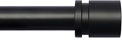 Byondeth Curtain Rods for Windows 16 to 48 or 60 Inches Max Adjustable Length 1 Inch Diameter Window Curtain Rod with Aluminium Finials, Black