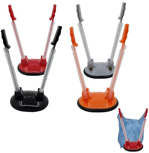 4 Stück Baggy Rack, Plastiktaschen Ständer, Gefrierschrank Baggy-Halter, für Lebensmittelabfallbeutel, Freihandbeutel (Hellgrau, Schwarz, Rot, Orange)
