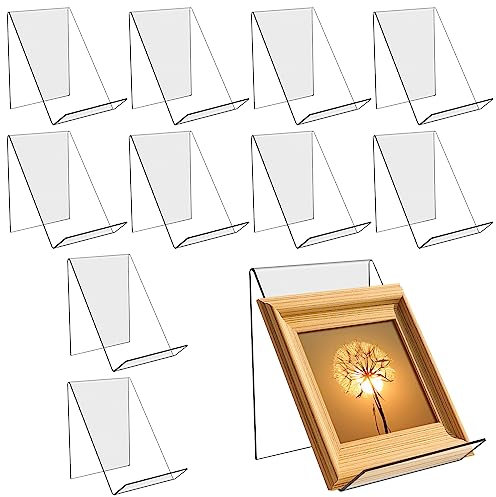 10 Stück Acryl Ständer Klarer Buchständer, 12.5 x 10 x 15.5cm Transparente Buchstützen, Acryl Tischständer schräg, Acryl Book Holder für Schulen, Wohnungen, Büros, Bibliotheken