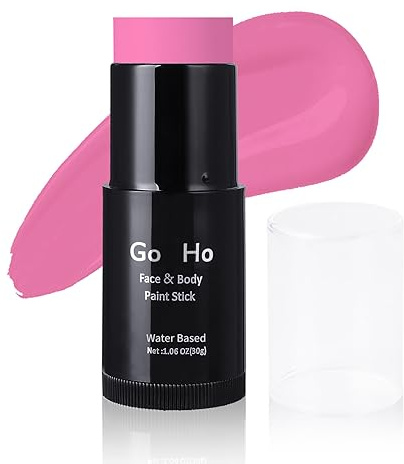 Go Ho Water Based Pink Face Paint Stick Washable (1.06 Oz),Non-toxic Cream Body Paint,Full-coverage Face Paint Makeup Stick for Theater Halloween SFX Cosplay