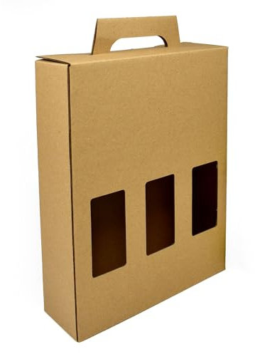 Evergreen Goods 500ml Beer Bottle Carrier Box | Holds 3 Bottles or Cans - 3 Display Windows | Durable Cardboard Holder for Beer, Ale, Cider | Ideal for Home Brew, Gifts and Parties Occasions (2 Box)