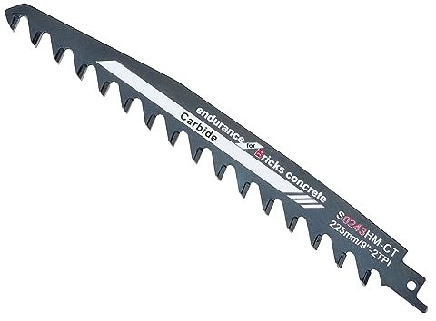 Lame de Scie Sabre Beton, 225 mm Lames de Scie à Pierre Scie Sabre Lame de Scie au Carbure de Tungstène Accessoires de Scie Sabre pour Couper Brique Parpaing Béton Cellulaire et Fibrociment