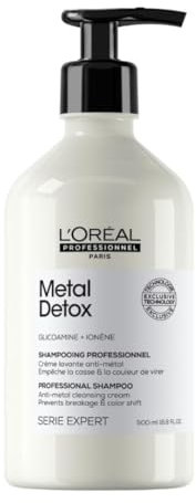 L’Oréal Professionnel Metal Detox Shampoo, Prevent Breakage & Colour Fade from hard water, Prevent Damaged Hair, Sulphate-Free & Vegan, 500ml