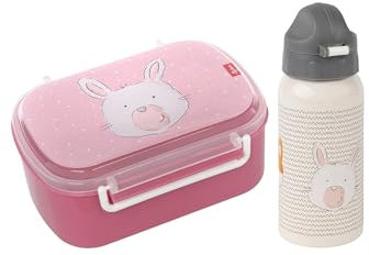 SIGIKID Kindergarten-Set Trinkflasche & Brotdose Pink/Beige Hase,Onesize