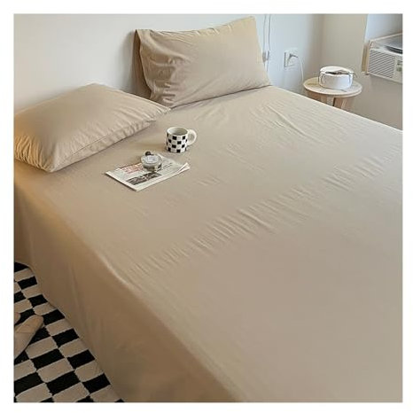 Bettlaken aus 100% Gewaschener Baumwolle Betttuch Laken Leintuch Haustuch ohne Gummizug Hochwertiges Ultraweiches vielen Größen und Farben(Khaki,245x270cm)