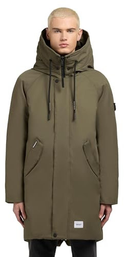 khujo Varm lång vinterjacka för män med magnetisk täcklist och justerbar stor huva And-YM S-XXL, Ljusgrön, L
