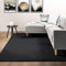 VIMODA Teppich Wohnzimmer Schlafzimmer Fellteppich, kurzflorig - waschbar und Fußbodenheizung geeignet, Farbe:Schwarz, Maße:200x280 cm