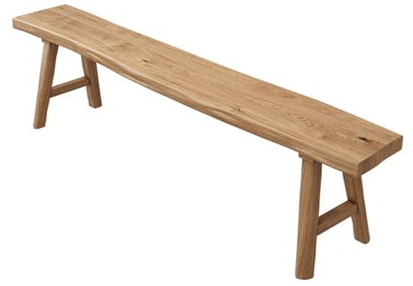 Farmhouse Wooden Bench, Long Rustic Indoor Storage Bench for Entryway, Narrow Bench Slim Vintage Bench Living Room, Dining Room, Solid Wood Construction, Original Wood(100cm/39.4inch Natural edge)