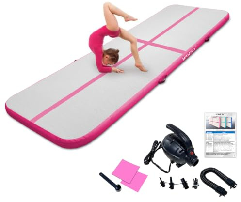 Uppblåsbar luftmatta, tumble track, 3 m/4 m/5 m, gymnastikmatta, 10 cm hög, halkfri gymnastikmatta för hem, utomhus, fitness, yoga, träning, cheerleading